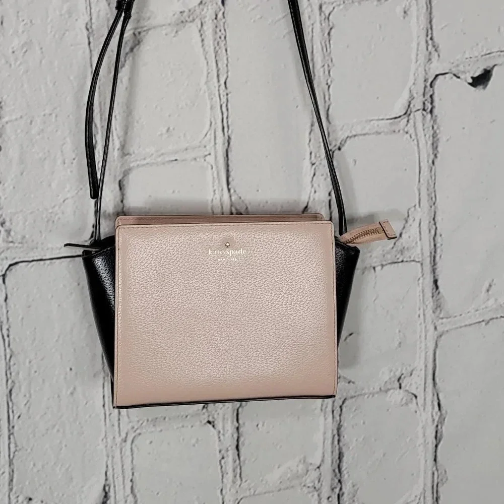 Kate Spade HAYDEN Crossbody Blush Pink & Black Mini Small Bag Purse Classic Chic